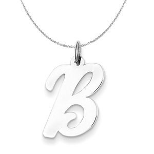 Silver Madison Collection LG Classic Script Initial B Necklace - 16 In